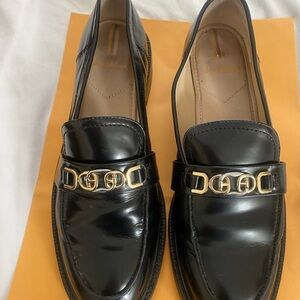 Sam Edelman Black Loafers with Gold Detailing